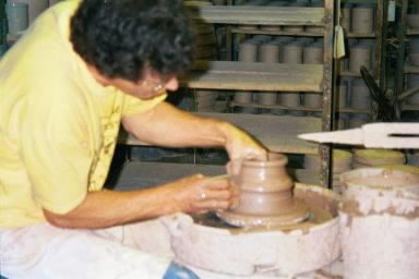 Potter working at Red Wing Pottery